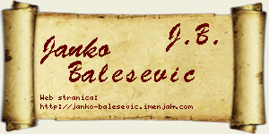 Janko Balešević vizit kartica